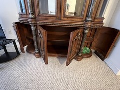 Antique Wood China Cabinet With Glass Doors (Cherry Wood)