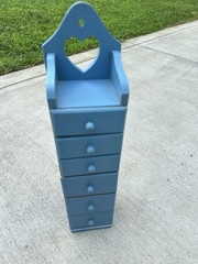 Antique FRENCH COVENTRY Provincial BLUE What Not Shelf Drawer Cabinet Cupboard