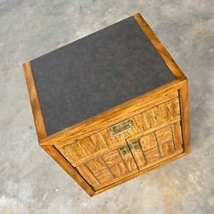 Vintage Drexel Weatherwood Collection Campaign Style End Table Cabinet or Chest