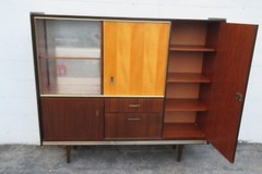 Mid Century Modern Two Tone China Display Storage Cabinet Cupboard 5681