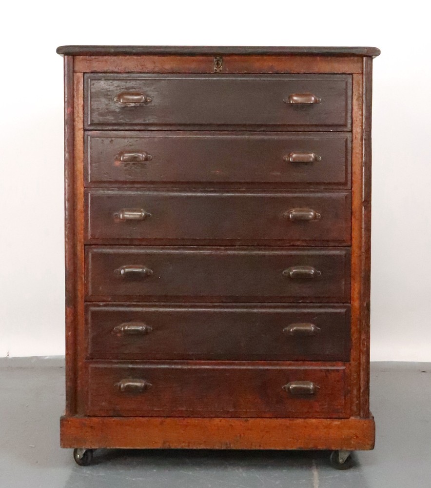 Antique Industrial Quarter Sawn Storage Oak Cabinet