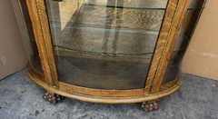 R. J. HORNER WINGED GRIFFIN HOODED BOWED GLASS OAK CHINA CABINET