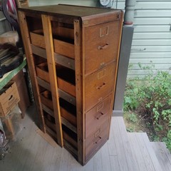 Antique Oak 4-Drawer Filing Cabinet Library Bureau for a Corner