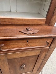 Antique Walnut 2pc Kitchen Hutch Cabinet Stepback Pantry Farmhouse Cupboard