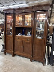 Antique Two Door French Empire Mahogany Bookcase China Display Cabinet 1880