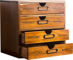 4-Drawer Desktop Organizer Wooded Filing Cabinet Multi-Functional Office Storage