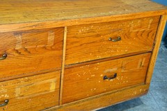 Antique Flat File Wood Apothecary Cabinet Store Counter Kitchen Island Vintage