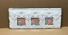 VTG Triple 4″ Sq. 9×23 Photo Tin Ceiling Metal White Picture Frame Old 391-26B