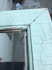 ANTIQUE SHABBY LIGHT GREEN MEDICINE CABINET CUPBOARD W/MIRROR 18 X 14 X 6” DEEP