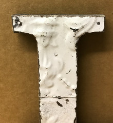 Decorative Salvaged Tin Ceiling 8″ Patchwork Shabby White Letter L Metal 181-26B