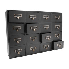 16 Drawers Vintage Tabletop Library Card Catalog Cabinet Apothecary Storage Box