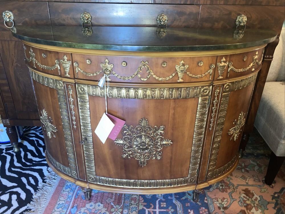 Stunning Neoclassic John Widdicomb Demilune Cabinet; Manner Of Robert Adam