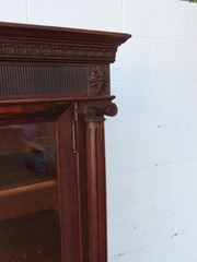 Early 1900s Tiger Oak Long Large China Cabinet Bookcase Cupboard 6583