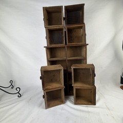 Antique Early Country Primitive Wood 8 Drawer Spice Drawer Cabinet 16” High