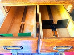 Vintage Oak Wood Card Catalog 4 Drawer 2 Section Index Card File Cabinet