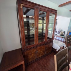 Two-Piece Mahogany and Burled Ashwood China Cabinet