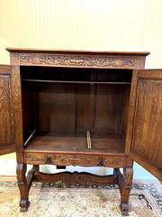 French Antique Renaissance Oak Two Doors & Two Drawer Haul Cabinet