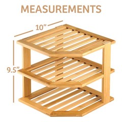 RoyalHouse Bamboo 3-Tier Corner Shelf Organizer for Bamboo, Natural