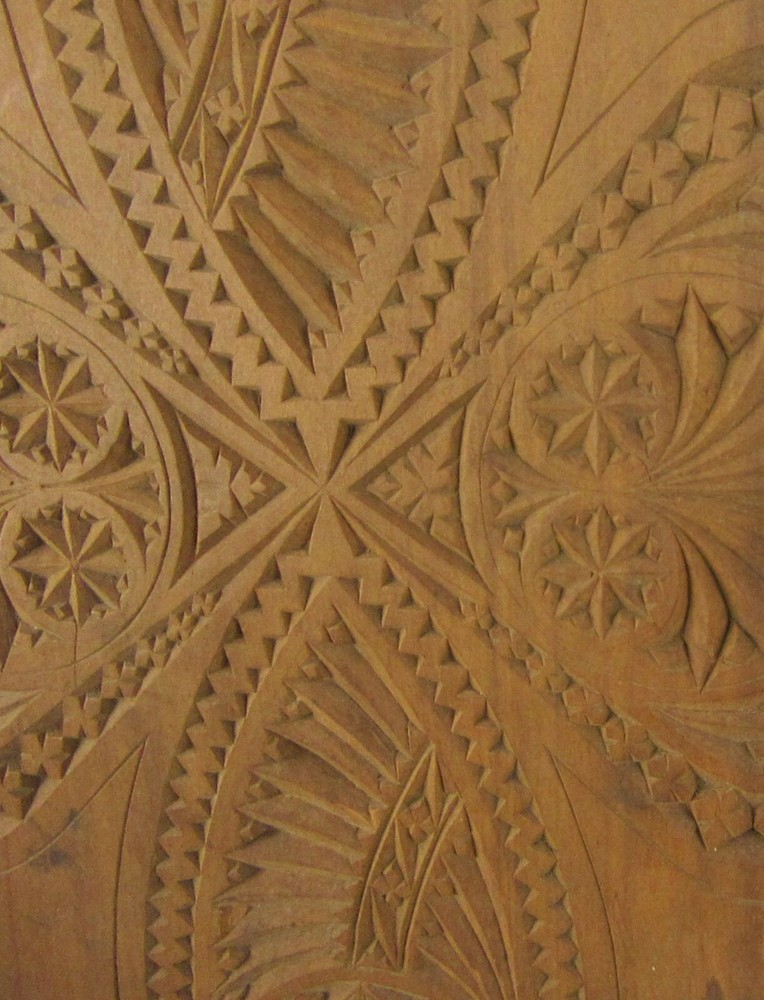 Antique Primitive German American Folk Art Hand Chip Carved Furniture Door Panel