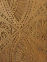 Antique Primitive German American Folk Art Hand Chip Carved Furniture Door Panel
