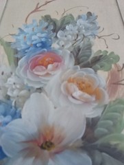 VTG RARE OOAK HAND PAINTED COUNTRY FLORAL CAB. PEDESTAL SOLID WOOD 30×12″New(?)