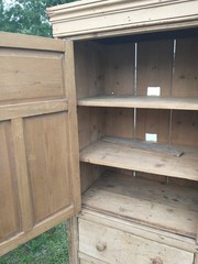 Antique Primitive Cupboard Cabinet Rustic Pine panelled farmhouse