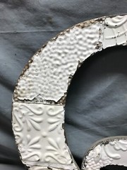 Decorative Salvage Tin Ceiling 16″ Patchwork White Metal VTG Letter Q 1791-24B