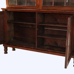 Oversized Antique Sheraton Flame Mahogany Step Back Cupboard c1830