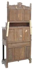 Cupboard, Cabinet, Vestry, Spanish Renaissance Revival, Oak, Crest, 1800s!