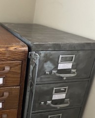 Tall Vintage Brushed Metal Library Card Catalogue