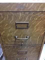 Rare Antique Macey Tiger Oak Metal Four Drawers File Cabinet Metal Body !