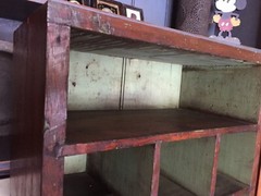 antique country panel wall cupboard hanging cabinet primitive box pine painted