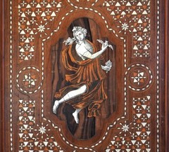 Incredible 19th Century Italian Inlaid Cabinet with Figural Design 2 Dr/ 4 Drawe