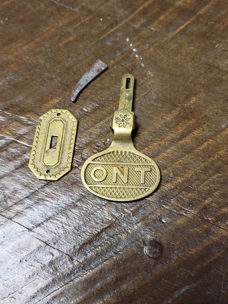 ANTIQUE VINTAGE BRASS ONT CLARK’S SPOOL CABINET DRAWER PULL PULLS HARDWARE