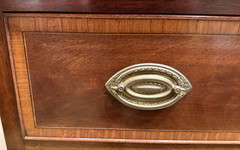 Adam Style Walnut & Satinwood Linen Cabinet with Painted Oval Panels