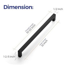 Ravinte 18 Pack 10 Inch Square Cabinet Handles – Matte Black Pulls for Kitchen