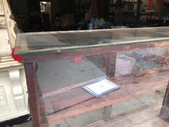 c1920 glass store cabinet Gardner Co. Springfield MA 52” x 42.5” h x 16”