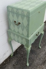 Tall Painted Silver Jewelry Chest Lingerie Cabinet Queen Anne Legs 6237