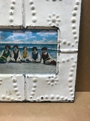 VTG Shabby 11″ Sq. 5×7 Photo Tin Ceiling Metal White Picture Frame Old 386-26B