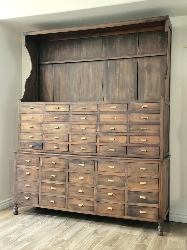Large Antique Apothecary Case Cabinet 45 drawers