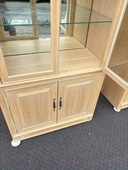 67067 PAIR Modern Bookcase Curio Cabinets with Plate Glass Shelves