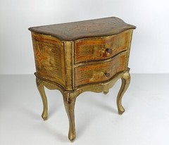 Florentine Nightstand End Table Hall Cabinet Chest of Drawers Gold Gilded Mid Ce