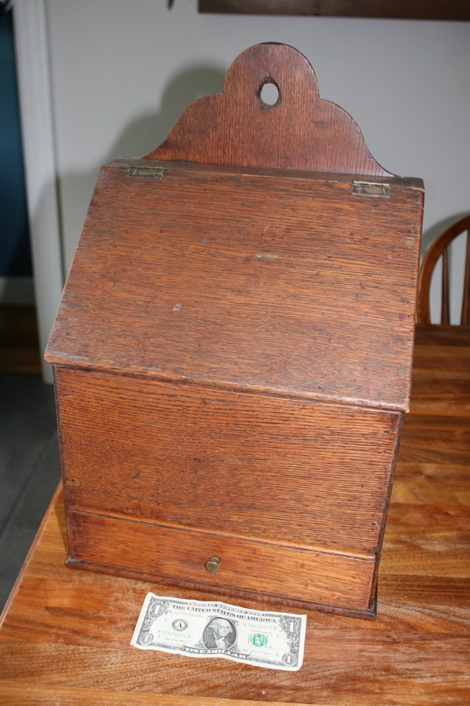 Antique Oak Wood Wall Hanging Kitchen Cabinet Flour Grain Salt Sugar Farmhouse