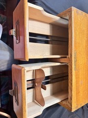 Vintage Wood Card Catalog 2 Drawer Oak Library Desk File Cabinet Shaw Walker