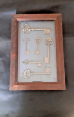 key cabinet wooden box storage vintage glass key collage door