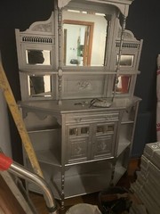 Antique Vintage Wooden Display Cabinet with Mirrors