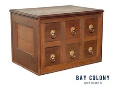 Antique Victorian Walnut Apothecary Spool Cabinet with Six Drawers