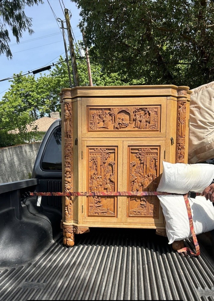 George Zee & Company Rosewood Dry Bar Cabinet 1963 Hand Carved