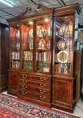 Vintage Henredon Aston Court Large 91″ Tall Mahogany Breakfront Bookcase Cabinet