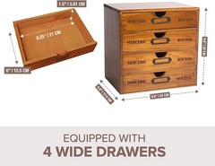 Stackable Apothecary Cabinet 4 Drawer Desk Organizer – Vintage Library Card Cata